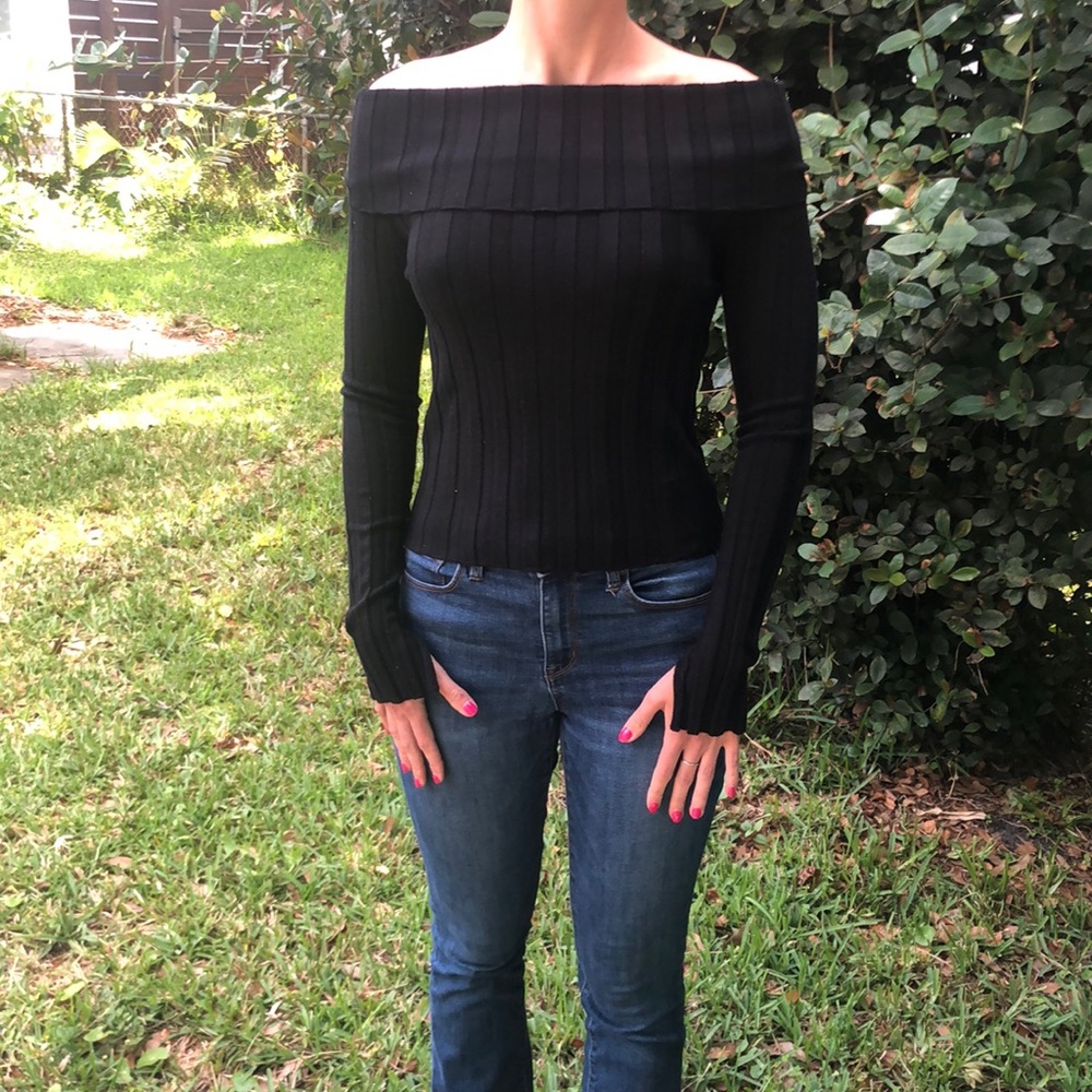 Zara Women’s Off the Shoulder Black Sweater
